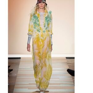 BCBG MAX AZRIA MAXI DRESS PALM PRINT